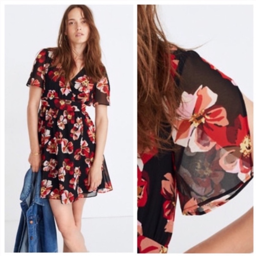 Madewell tulip sleeve French rose mini dress